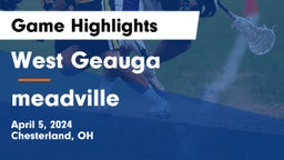 West Geauga  vs meadville Game Highlights - April 5, 2024
