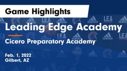 Leading Edge Academy vs Cicero Preparatory Academy Game Highlights - Feb. 1, 2022
