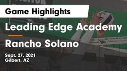 Leading Edge Academy vs Rancho Solano  Game Highlights - Sept. 27, 2021