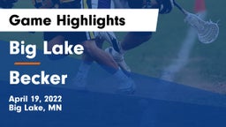 Big Lake  vs Becker  Game Highlights - April 19, 2022