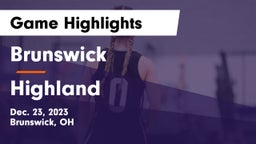 Brunswick  vs Highland  Game Highlights - Dec. 23, 2023