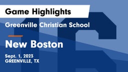 Greenville Christian School vs New Boston  Game Highlights - Sept. 1, 2023