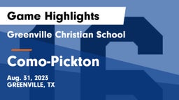 Greenville Christian School vs Como-Pickton  Game Highlights - Aug. 31, 2023
