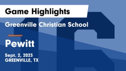 Greenville Christian School vs Pewitt  Game Highlights - Sept. 2, 2023