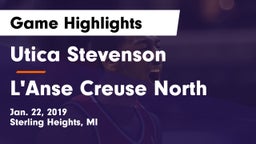 Utica Stevenson  vs L'Anse Creuse North  Game Highlights - Jan. 22, 2019