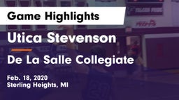 Utica Stevenson  vs De La Salle Collegiate Game Highlights - Feb. 18, 2020