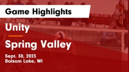 Unity  vs Spring Valley  Game Highlights - Sept. 30, 2023