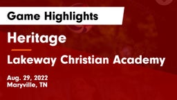 Heritage  vs Lakeway Christian Academy Game Highlights - Aug. 29, 2022