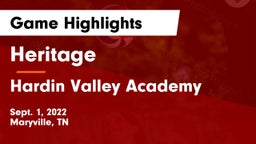 Heritage  vs Hardin Valley Academy Game Highlights - Sept. 1, 2022