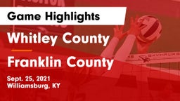 Whitley County  vs Franklin County  Game Highlights - Sept. 25, 2021
