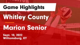 Whitley County  vs Marion Senior  Game Highlights - Sept. 10, 2022