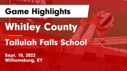 Whitley County  vs Tallulah Falls School Game Highlights - Sept. 10, 2022