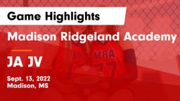 Madison Ridgeland Academy vs JA JV Game Highlights - Sept. 13, 2022