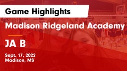 Madison Ridgeland Academy vs JA B Game Highlights - Sept. 17, 2022