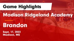 Madison Ridgeland Academy vs Brandon Game Highlights - Sept. 17, 2022