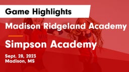 Madison Ridgeland Academy vs Simpson Academy Game Highlights - Sept. 28, 2023
