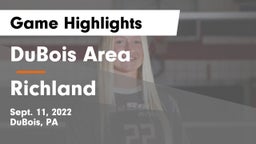 DuBois Area  vs Richland  Game Highlights - Sept. 11, 2022