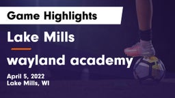 Lake Mills  vs wayland academy Game Highlights - April 5, 2022