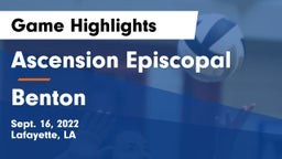 Ascension Episcopal  vs Benton  Game Highlights - Sept. 16, 2022