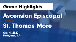 Ascension Episcopal  vs St. Thomas More  Game Highlights - Oct. 4, 2022