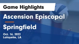 Ascension Episcopal  vs Springfield  Game Highlights - Oct. 16, 2022