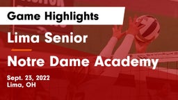 Lima Senior  vs Notre Dame Academy  Game Highlights - Sept. 23, 2022