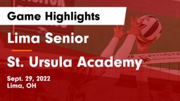 Lima Senior  vs St. Ursula Academy  Game Highlights - Sept. 29, 2022