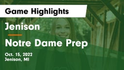 Jenison   vs Notre Dame Prep  Game Highlights - Oct. 15, 2022
