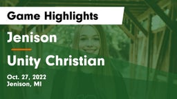 Jenison   vs Unity Christian  Game Highlights - Oct. 27, 2022