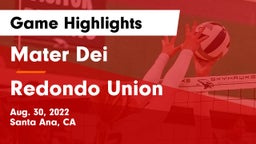 Mater Dei  vs Redondo Union  Game Highlights - Aug. 30, 2022