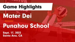 Mater Dei  vs Punahou School Game Highlights - Sept. 17, 2022
