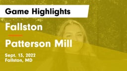 Fallston  vs Patterson Mill  Game Highlights - Sept. 13, 2022