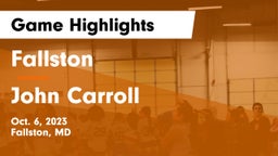 Fallston  vs John Carroll  Game Highlights - Oct. 6, 2023