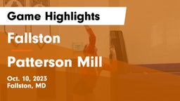 Fallston  vs Patterson Mill  Game Highlights - Oct. 10, 2023
