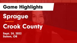 Sprague  vs Crook County Game Highlights - Sept. 24, 2022