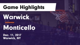 Warwick  vs Monticello  Game Highlights - Dec. 11, 2017