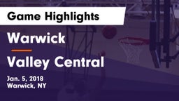 Warwick  vs Valley Central  Game Highlights - Jan. 5, 2018