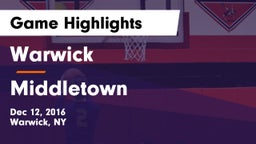 Warwick  vs Middletown  Game Highlights - Dec 12, 2016