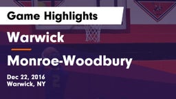 Warwick  vs Monroe-Woodbury  Game Highlights - Dec 22, 2016