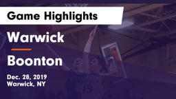 Warwick  vs Boonton  Game Highlights - Dec. 28, 2019