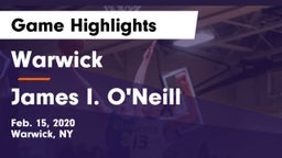 Warwick  vs James I. O'Neill  Game Highlights - Feb. 15, 2020