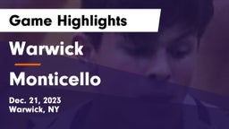 Warwick  vs Monticello  Game Highlights - Dec. 21, 2023