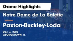 Notre Dame de La Salette vs Paxton-Buckley-Loda  Game Highlights - Dec. 3, 2022
