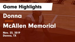 Donna  vs McAllen Memorial  Game Highlights - Nov. 23, 2019