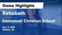 Rehobeth  vs Emmanuel Christian School Game Highlights - Oct. 8, 2022