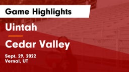 Uintah  vs Cedar Valley  Game Highlights - Sept. 29, 2022