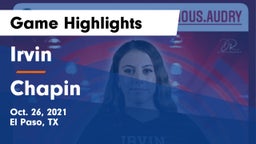 Irvin  vs Chapin  Game Highlights - Oct. 26, 2021