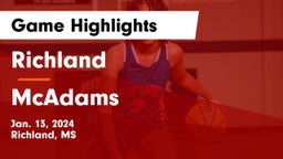 Richland  vs McAdams  Game Highlights - Jan. 13, 2024