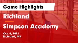 Richland  vs Simpson Academy Game Highlights - Oct. 4, 2021