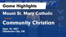 Mount St. Mary Catholic  vs Community Christian  Game Highlights - Sept. 25, 2021